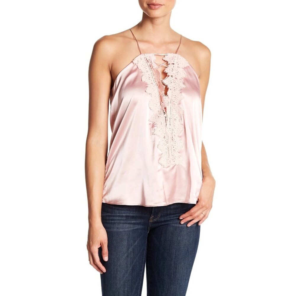 Cami NYC The Charlie Charmeuse Silk Top Blush Womens Size S Lace Trim Sexy Boho